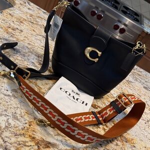 Coach Black Crossbody Bag with Gold Accents